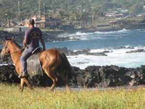 cavalier sur le site. Pris cette photo pour me rappeler que les chevaux sont omniprésents sur cette île...