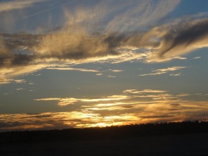 coucher de soleil, vu du train