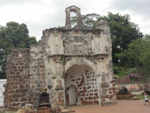 Ruines de "A Famosa", construite en 1511, forteresse portugaise, détruite partiellement par les hollandais au 17ème siècle